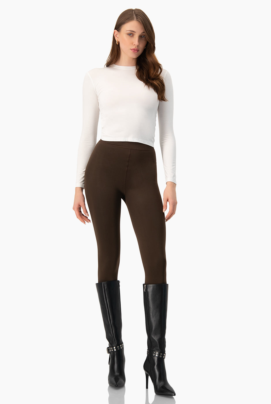 Legging Thermofit Estribo chocolate liso con estribo