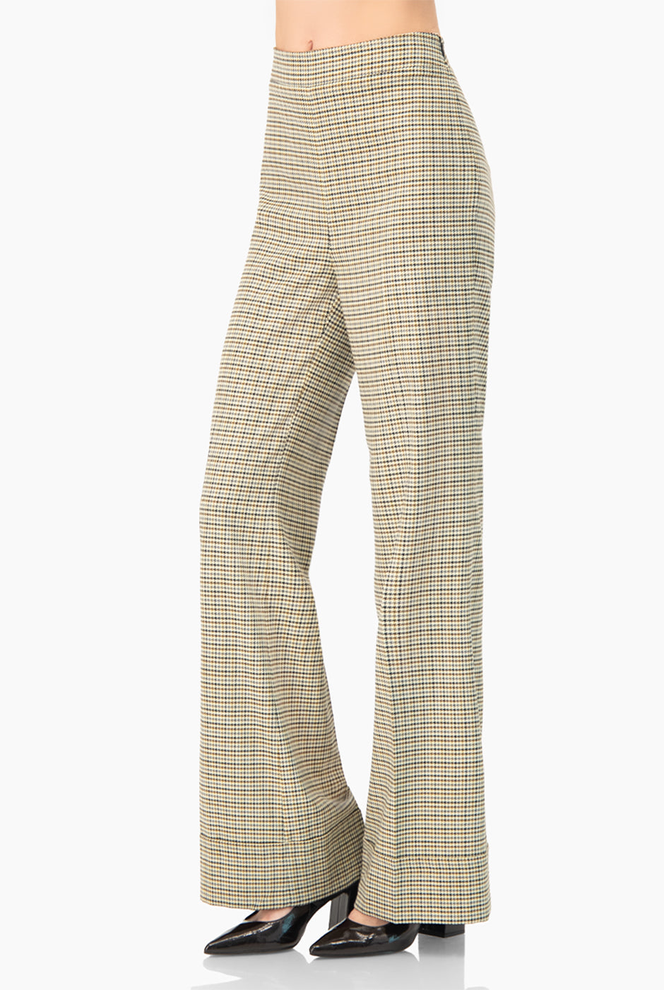 Pantalón campana multicolor de Ivonne con estampado de cuadros