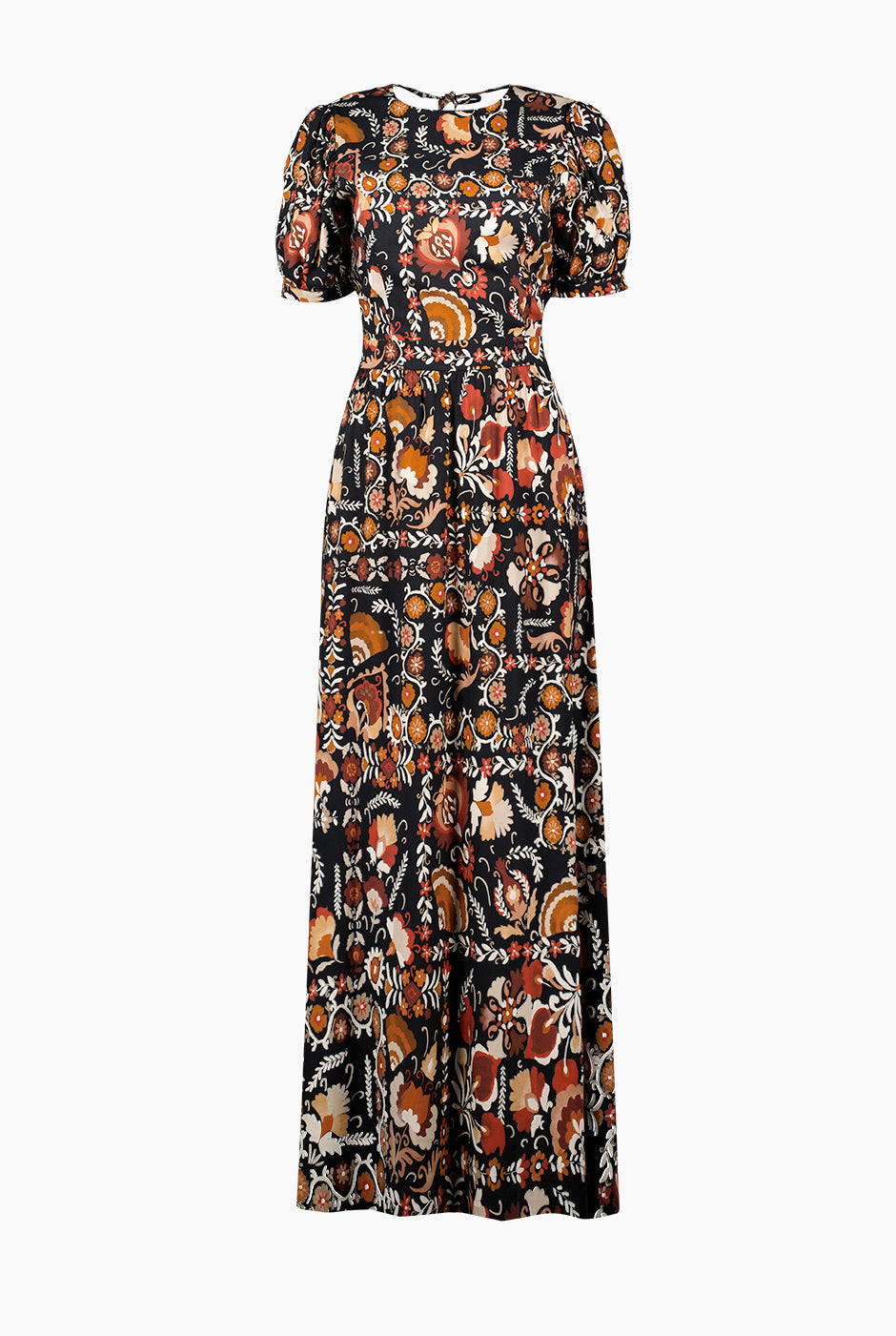 Maxi vestido multicolor con estampado floral y espalda descubierta