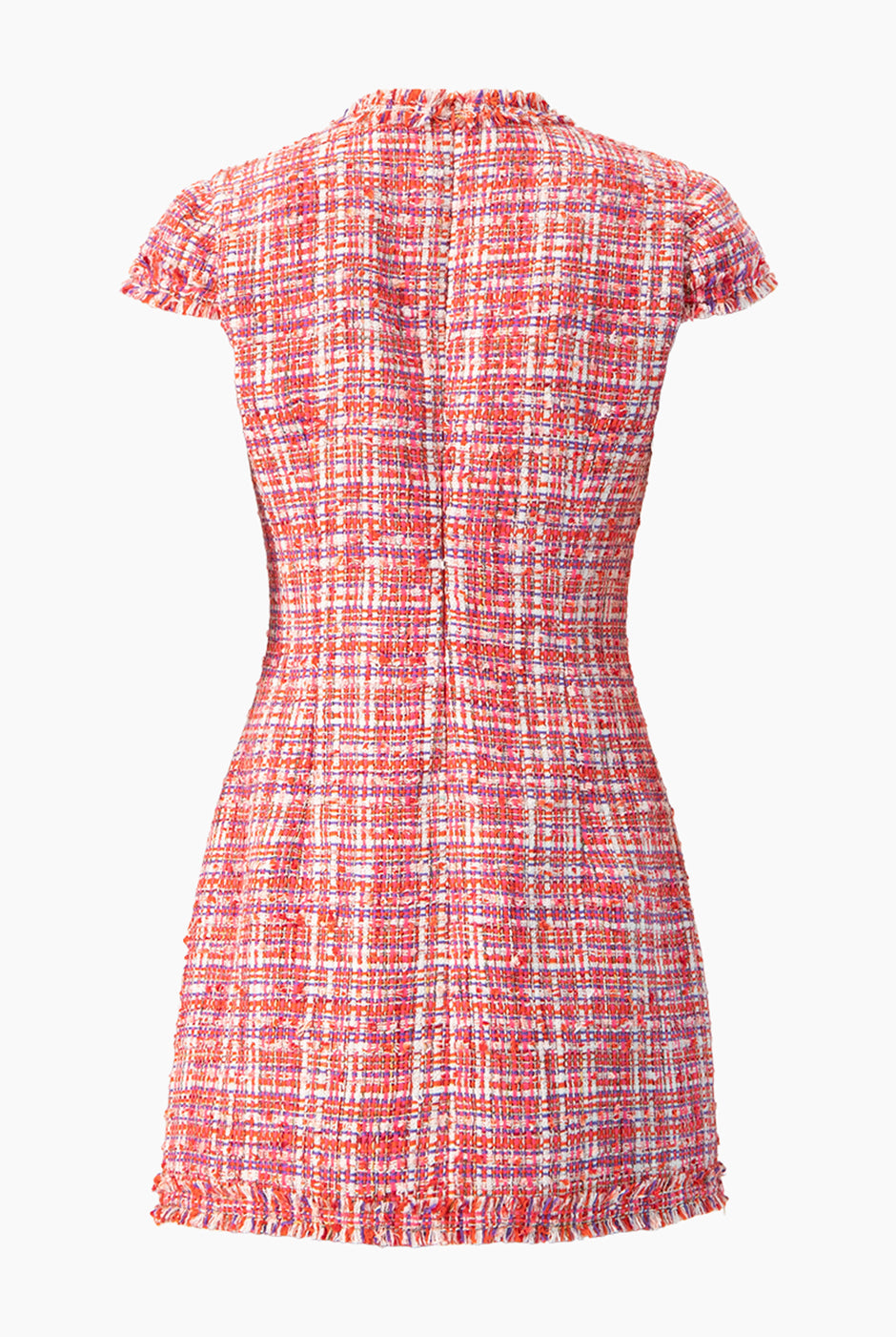 Vestido corto tejido multicolor con escote de gota y olanes